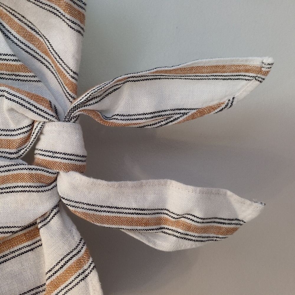 NEW Womens 4X Linen Blend Striped Tie Front Summer Top Ava & Viv Drop Sleeves ♥️ - Picture 4 of 10
